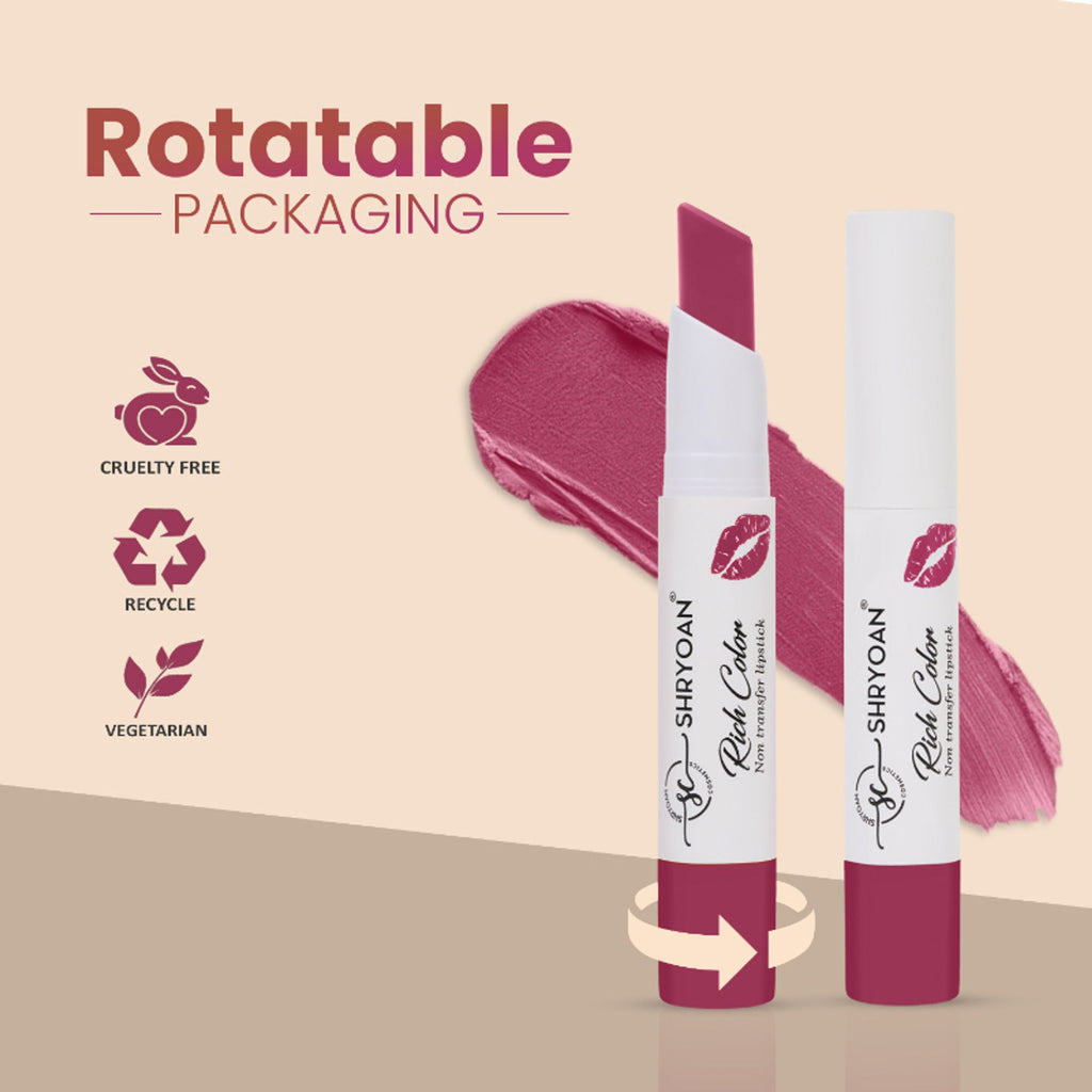 Shryoan Rich Color Non-Transfer Long Stay Creamy Lipstick - Grape Fruit 15 - Chocolate Drizzle - 03