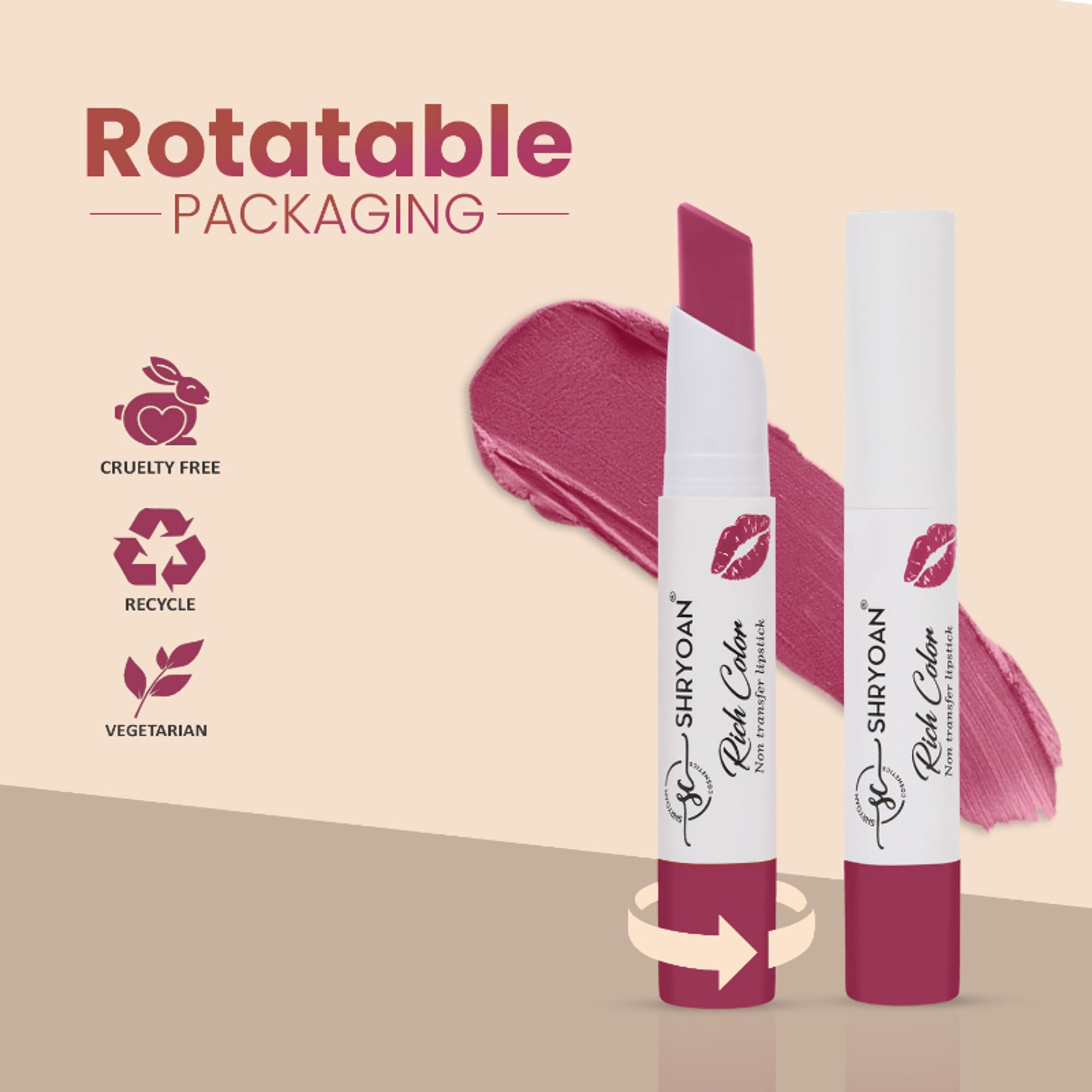 Shryoan Rich Color Non-Transfer Long Stay Creamy Lipstick - Grape Fruit 15 - Cherry Cola -14