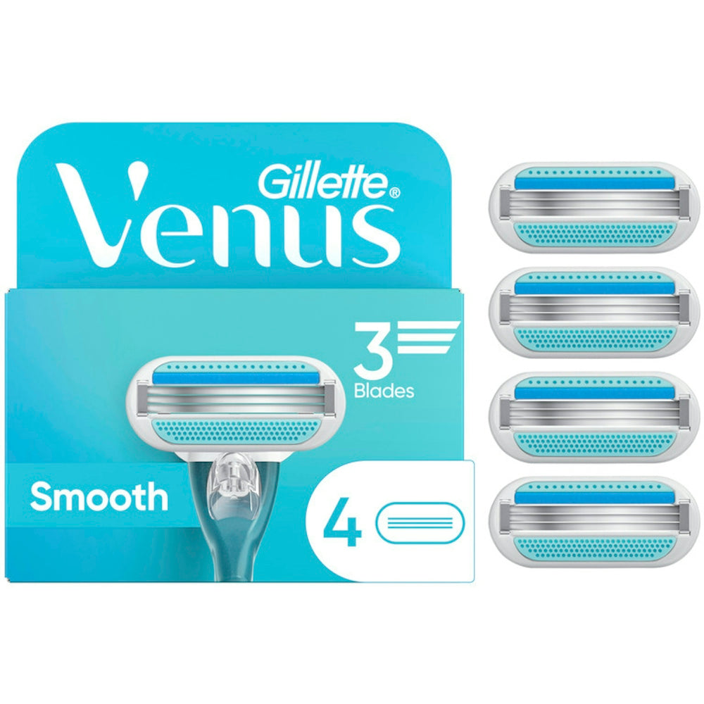 Gillette Venus Smooth Women's Razor Blade Refills, 3 Blades, 4 Count