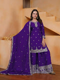 Joban Fashion Purple Silk Embroidered Sharara Set