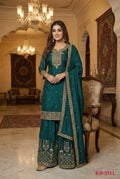 Anaita D Green Chinon Stitched Suit With Embroidery & Sequence Work
