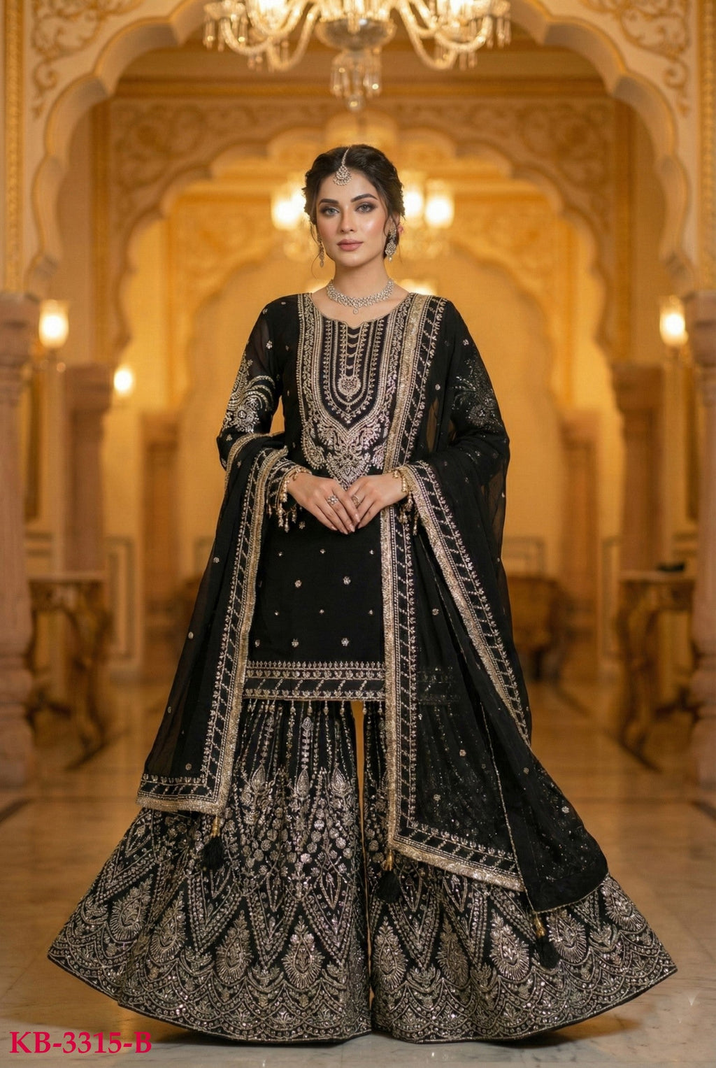 Anaita Black Georgette Stitched Suit With Embroidery & Sequence Work