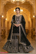 Anaita Black Georgette Stitched Suit With Embroidery & Sequence Work