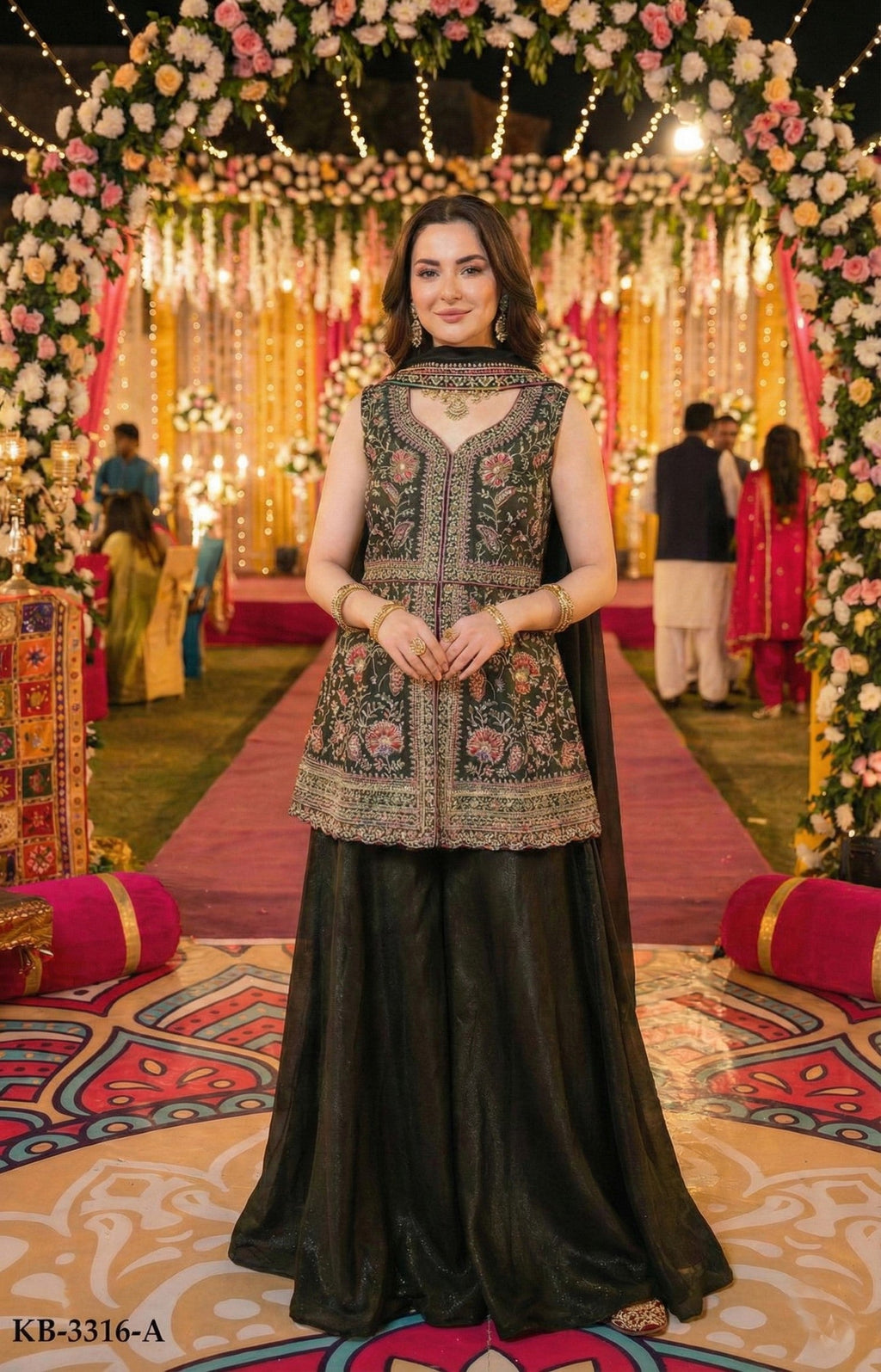 Anaita Mehendi Georgette Stitched Suit With Multi Embroidery & Sequence Work