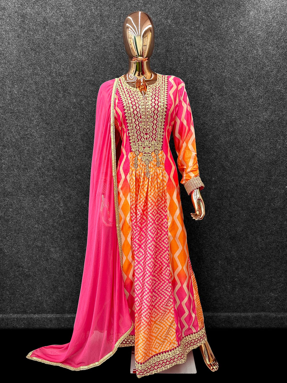 Anaita Pink Chinon Stitched Anarkali Suits With Embroidery & Sequence Work
