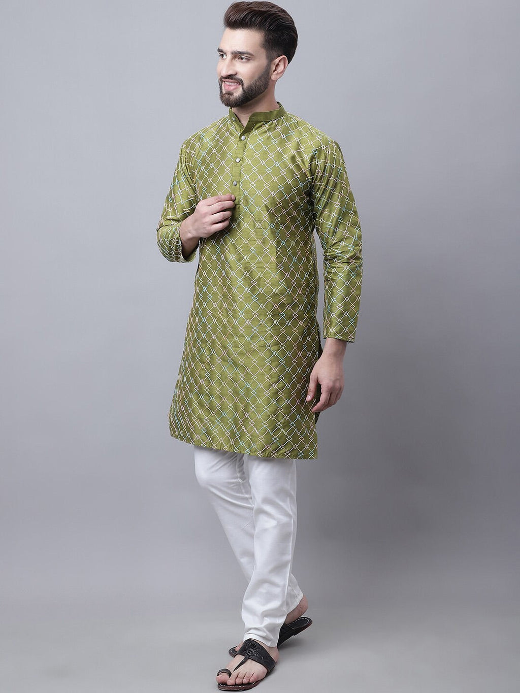 Sojanya M Ethnic Motifs Embroidered Thread Work Kurta With Churidar