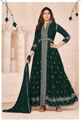 Anaita Green Embroidered Faux Georgette Anarkali Suit