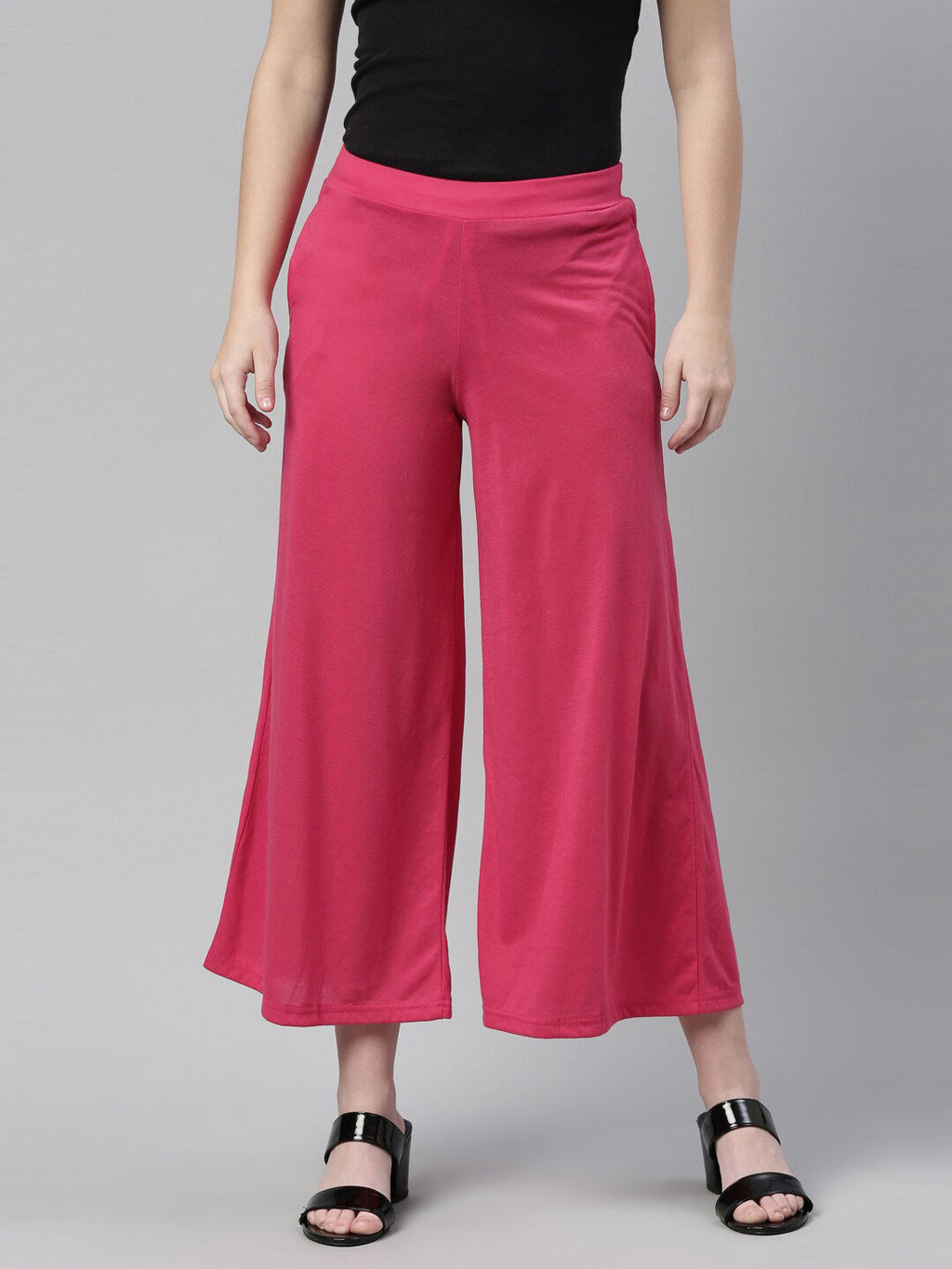 Souchii Women Beautiful Pink Knitted Palazzos