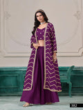 Anaita Purple Chinon Designer Stitched Indo Western