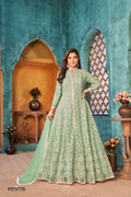Anaita Light Green Embroidered Net Anarkali Suit