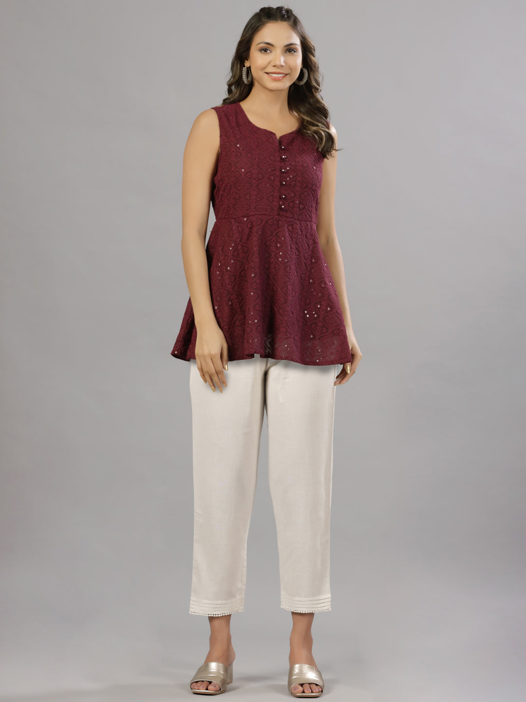 Juniper Women Natural Liva Rayon Solid Pants