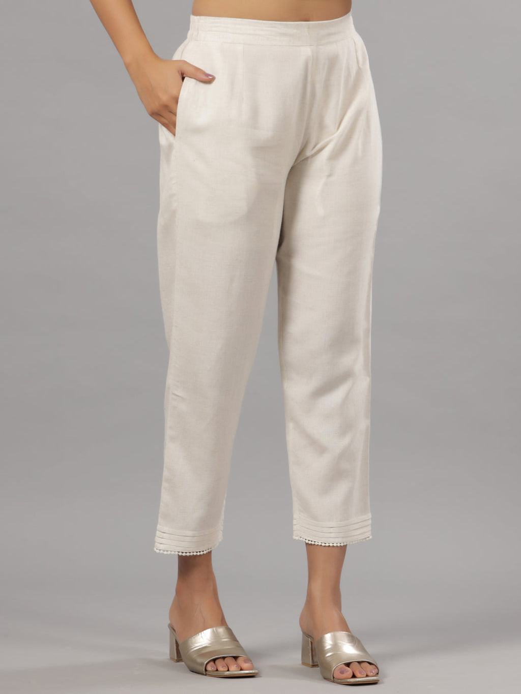 Juniper Women Natural Liva Rayon Solid Pants