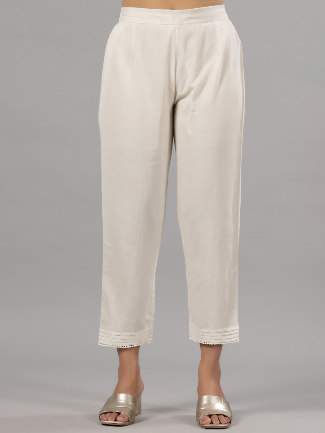 Juniper Women Natural Liva Rayon Solid Pants