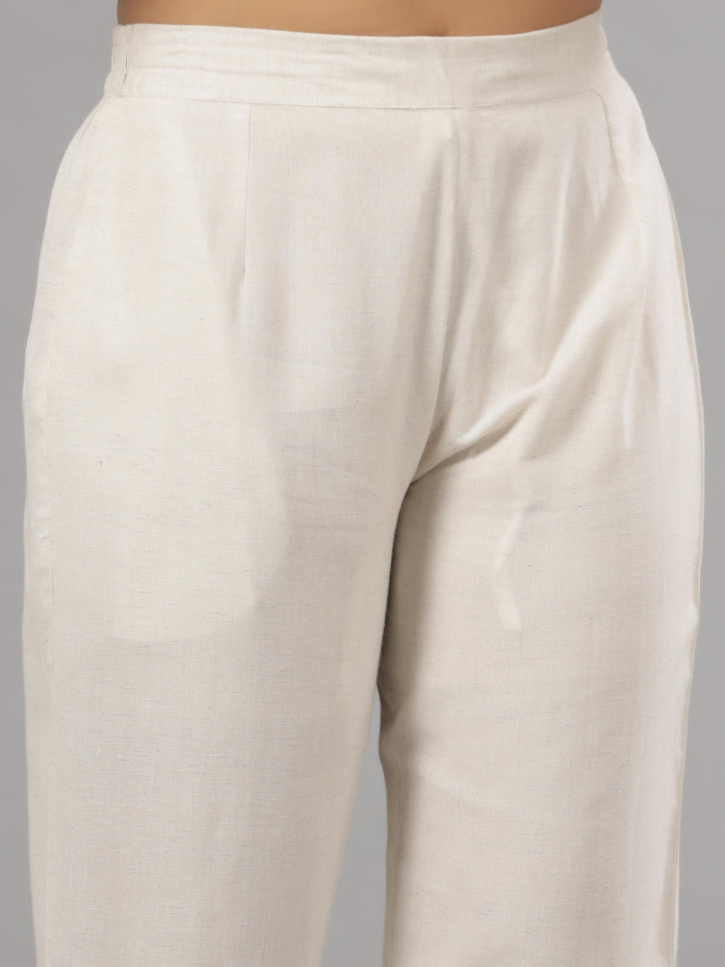 Juniper Natural Solid Liva Rayon Pant With Lace