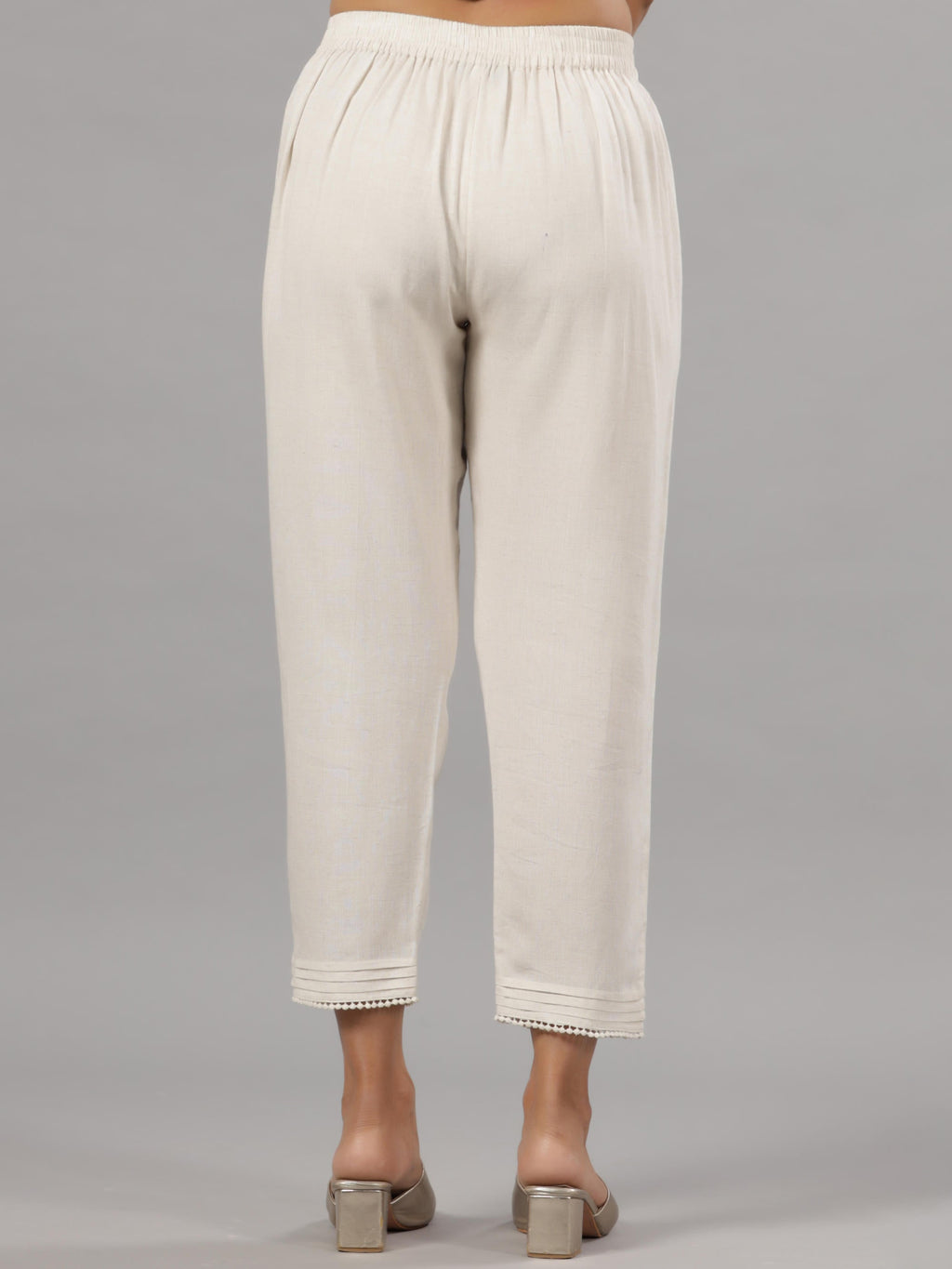 Juniper Natural Solid Liva Rayon Pant With Lace
