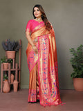 Aastha Fashion Orange Tissue Silk Paithani Woven Saree