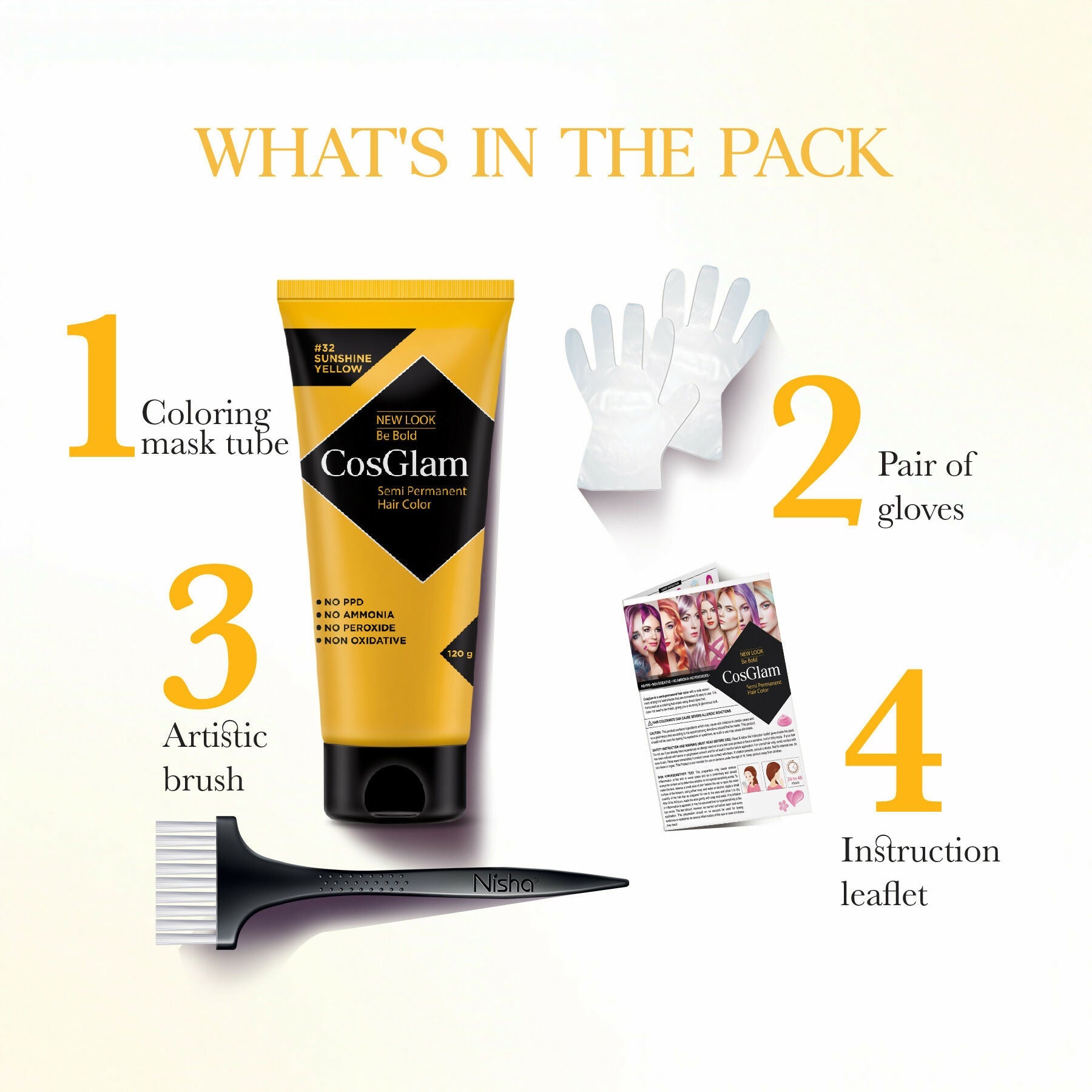 Cosglam Semi Permanent Hair Color for Women & Men (#32 Sushine Yellow)