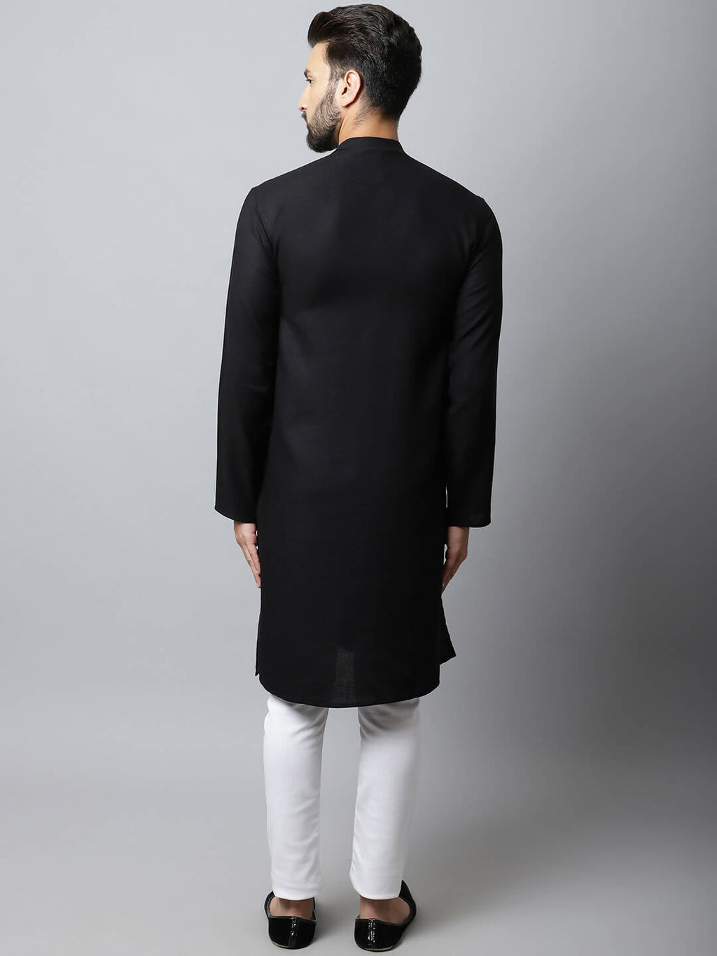 Even Apparels Black Color Linen Linen Men's Kurta With Side Placket (LN761)
