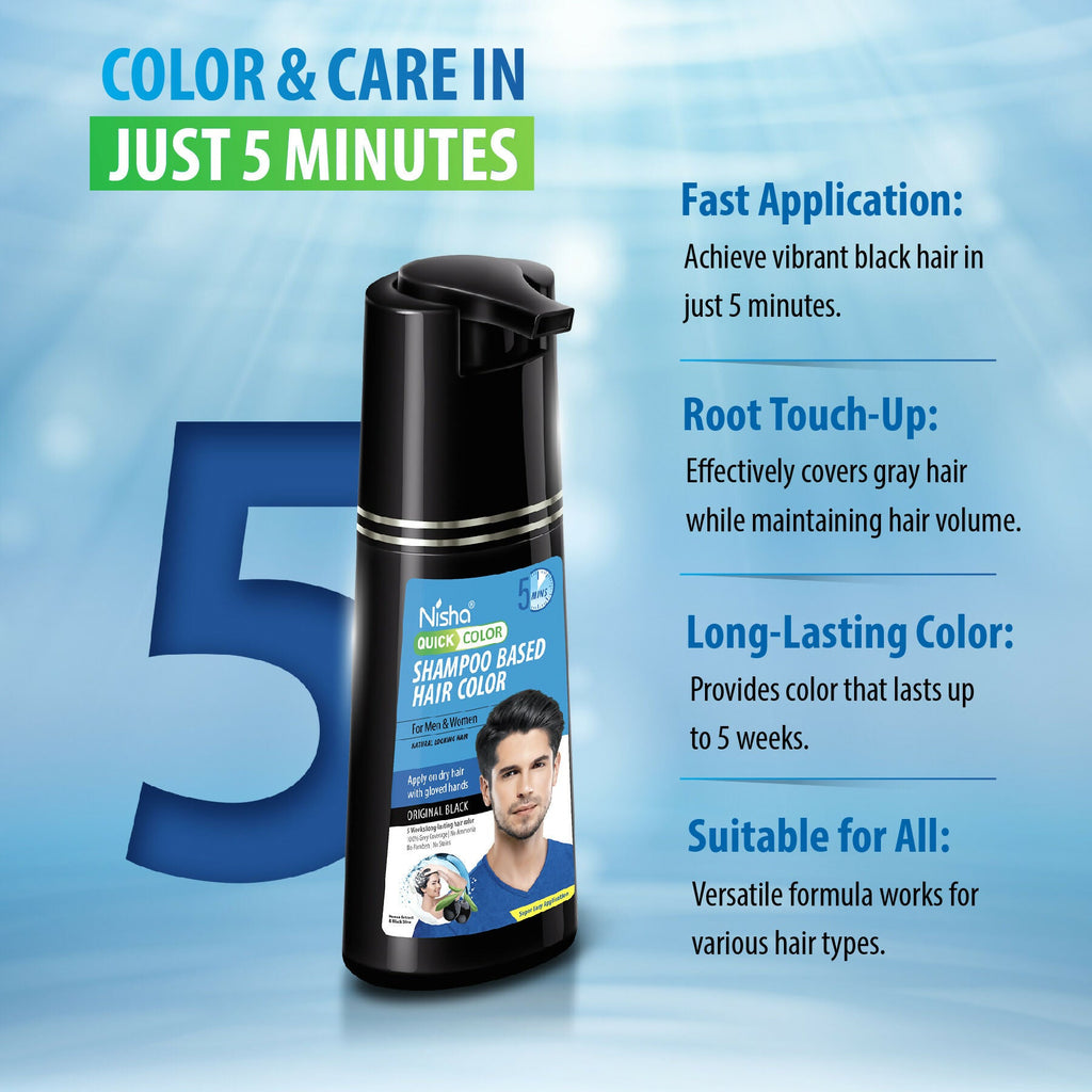 Nisha Quick Color Shampoo Hair Color-Original Black