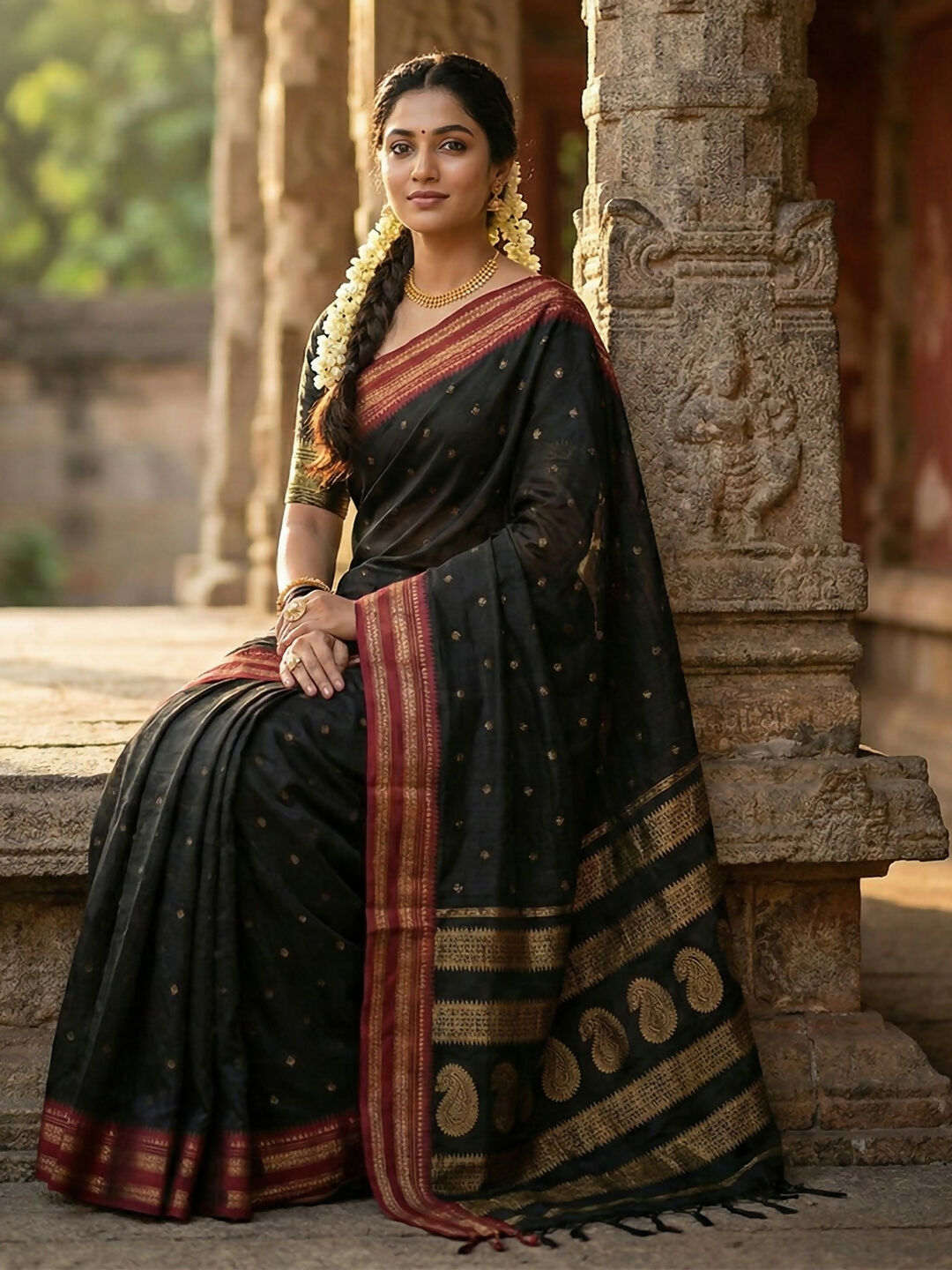 Shree Shyam Fashion Black Soft Silk Saree