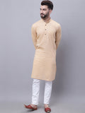 Even Apparels Yellow Pure Cotton Kurta With Band Collar