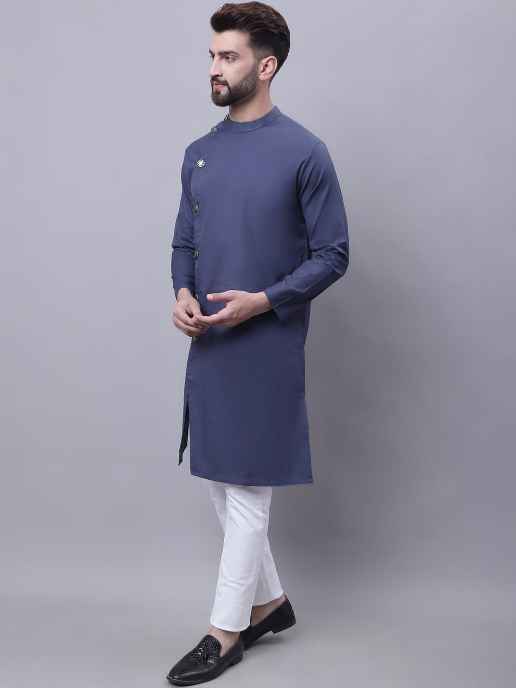 Even Apparels Grey Sherwani Kurta With Asymetrical Cut