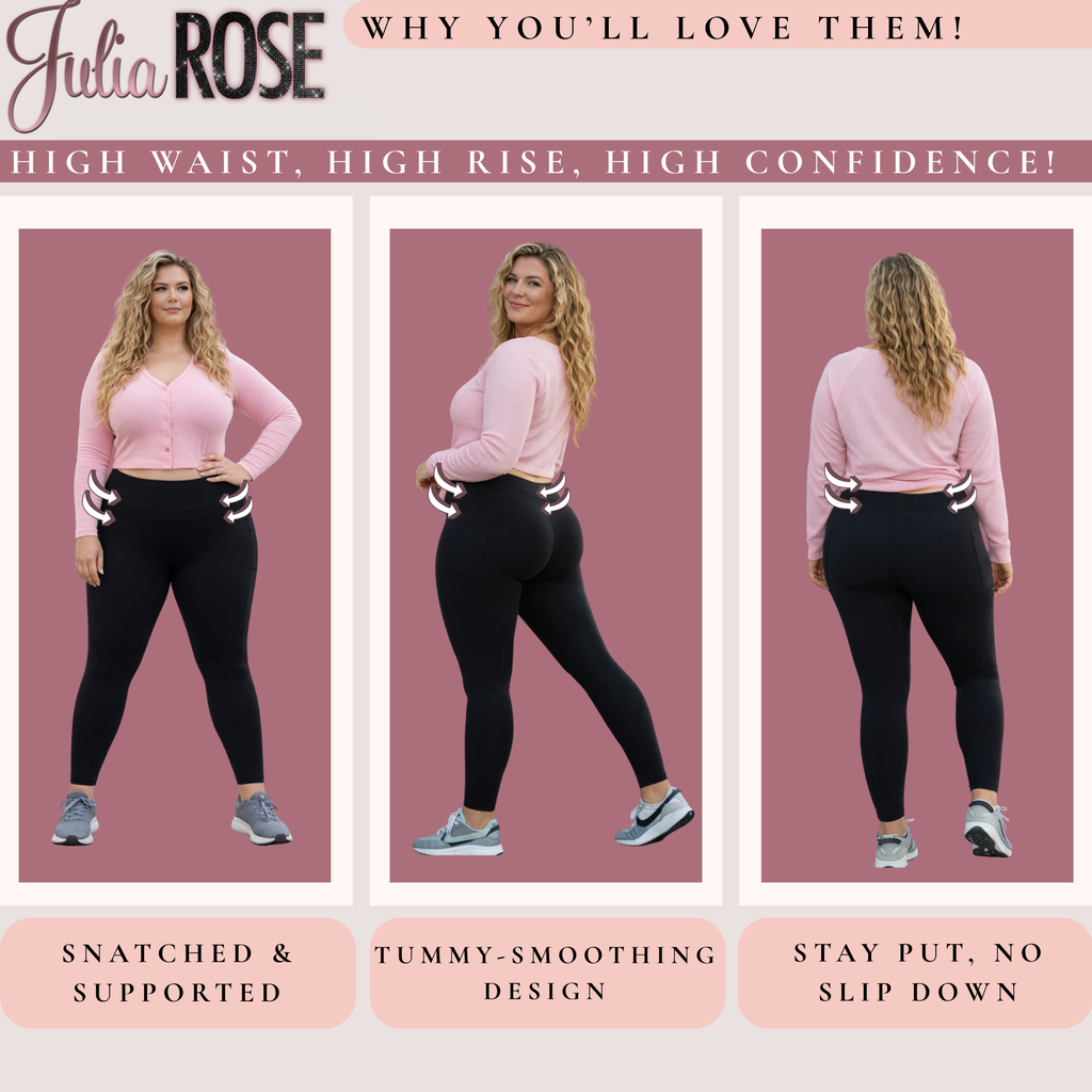 Ready to Ship | Curvy Collection - BLACK FULL-LENGTH Leggings with POCKET