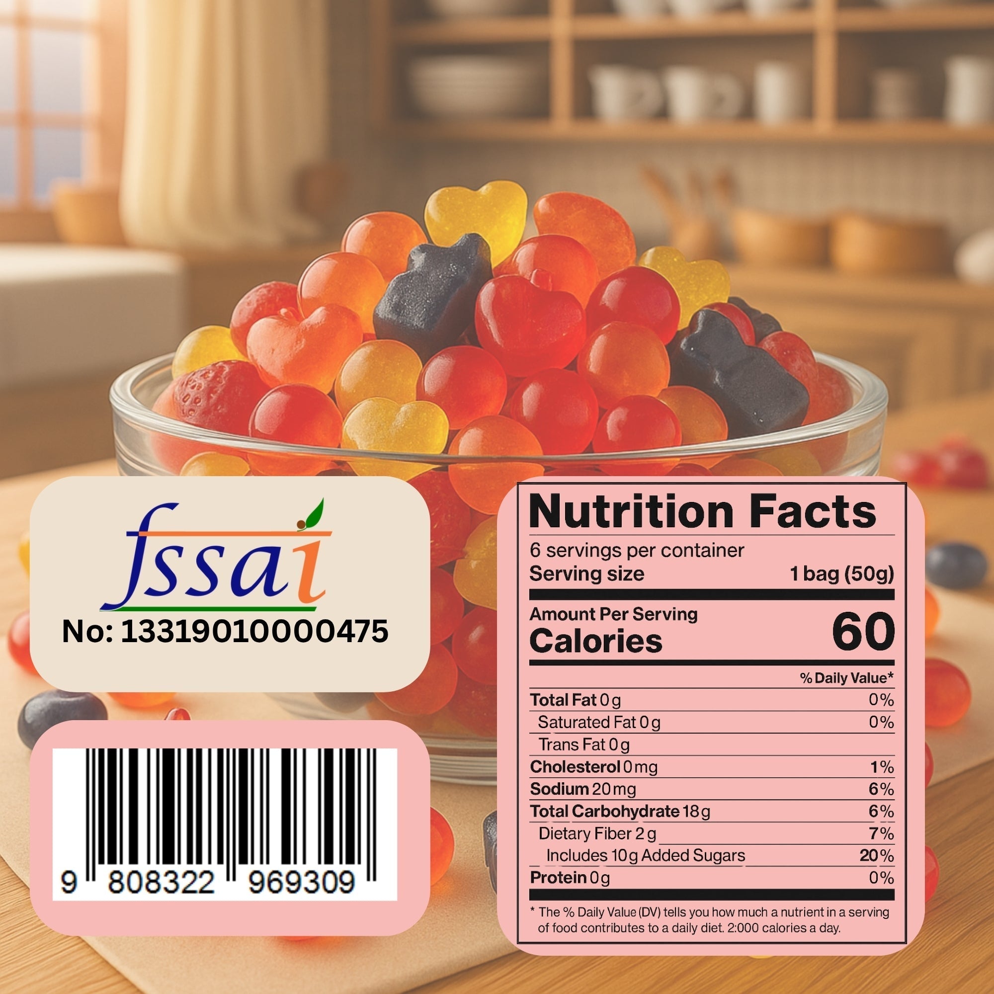 Confect Mixed Meledy Gummies | Pack of Blueberry, Banana, Mango, Blackberry, Peach, Cranberry  Gummies |