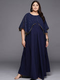 Ahalyaa Plus Size Round neck Maxi Ethnic Dress
