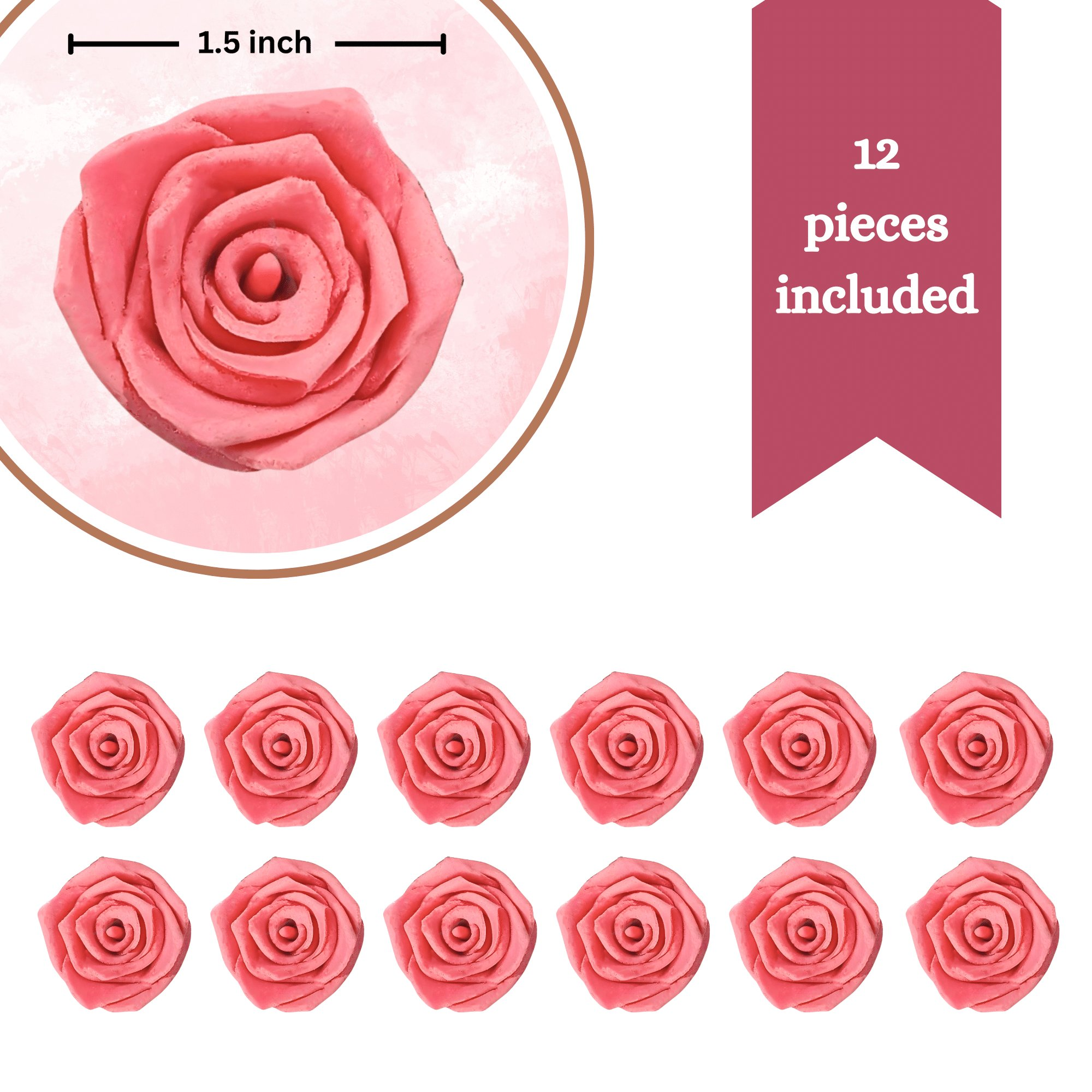 Confect Salmon Pink | Edible Sugar Roses Topper