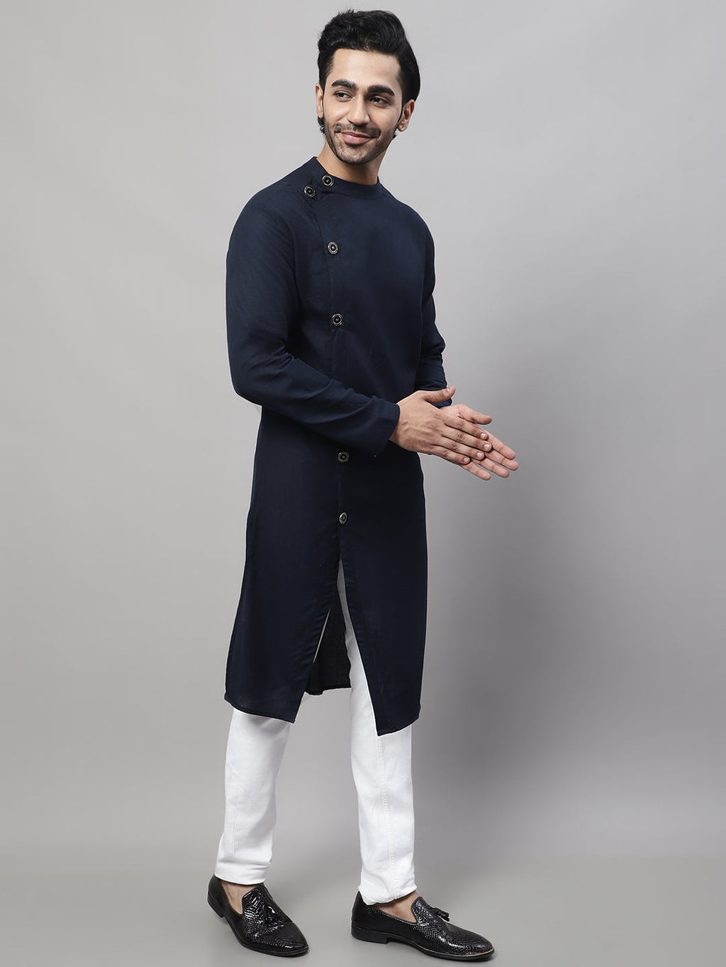 Even Apparels Blue Sherwani Kurta With Asymetrical Cut