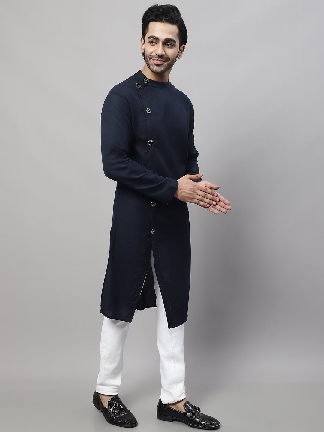 Even Apparels Blue Sherwani Kurta With Asymetrical Cut
