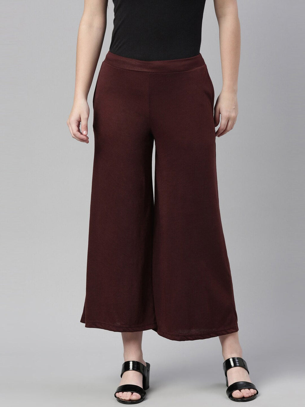 Souchii Brown Knitted Ethnic Palazzos