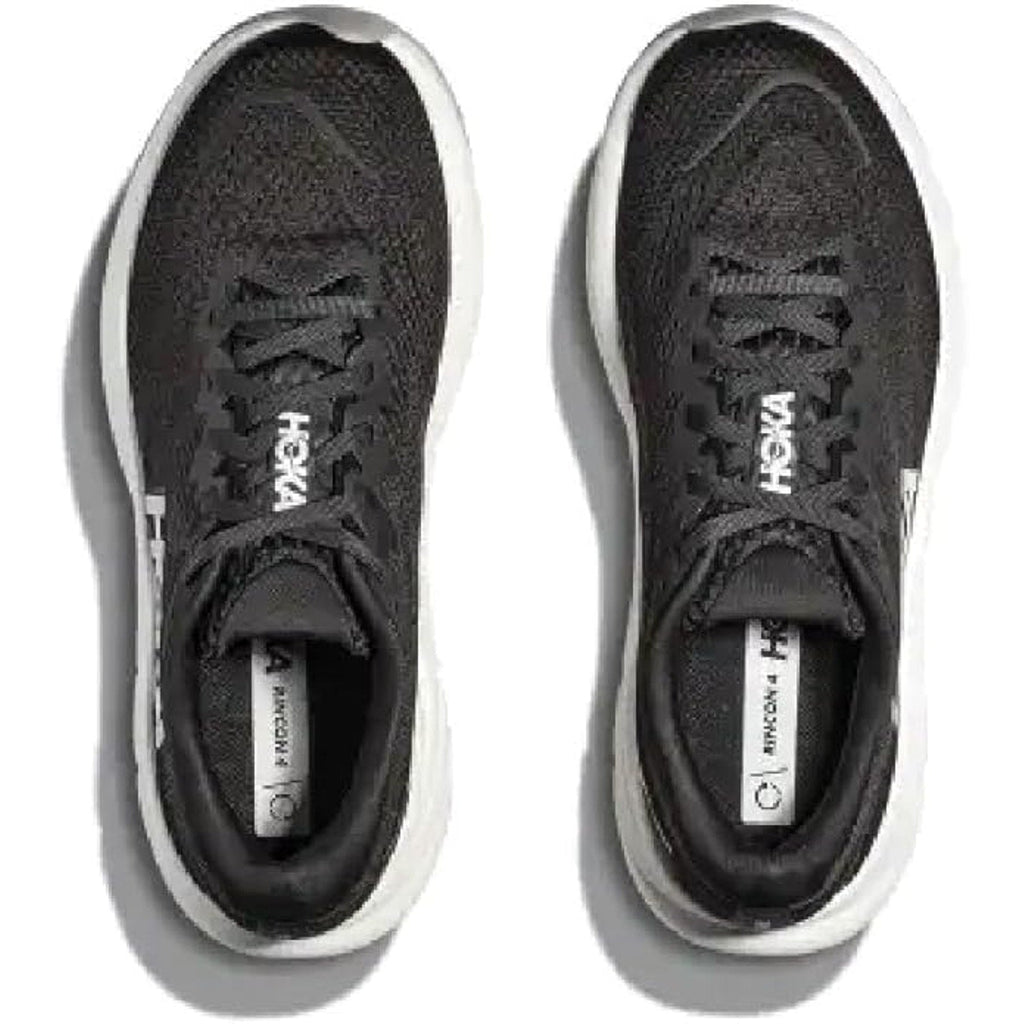 Hoka Mens Size 9.5D Black White Mesh Lace Up Rincon 4 Athletic Running Shoes