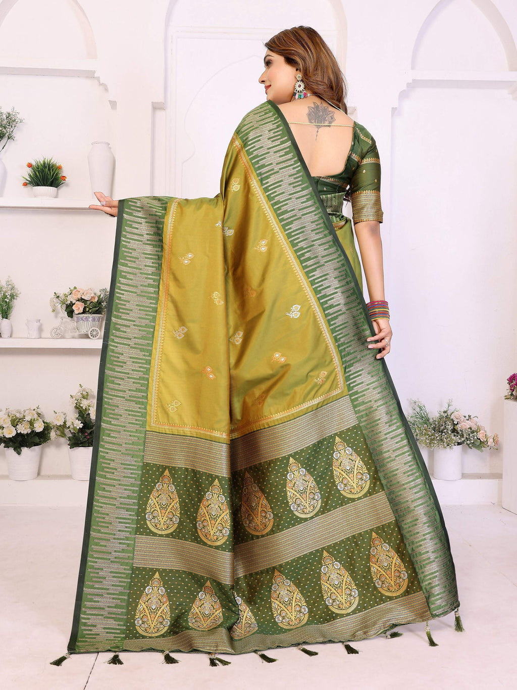 Aastha Fashion Pista Green South Soft Silk Zari Weaving Saree