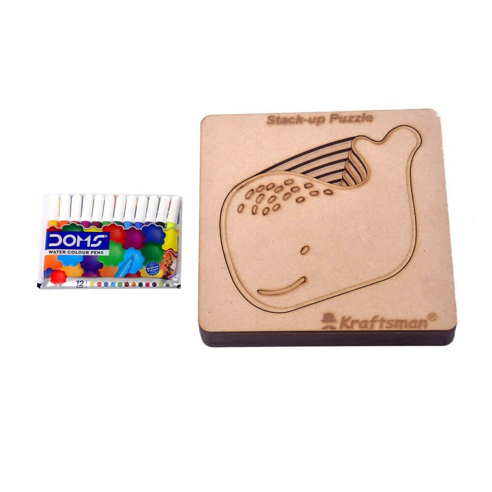 Kraftsman Stack Up Puzzles/ Layered Puzzle Fish Shape For Kids | Color Kit Included | 6 Pieces Puzzle