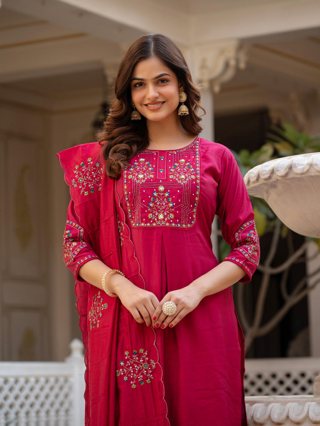 Pramukh Fab Pink Color Viscose Mango Silk Kurta Set