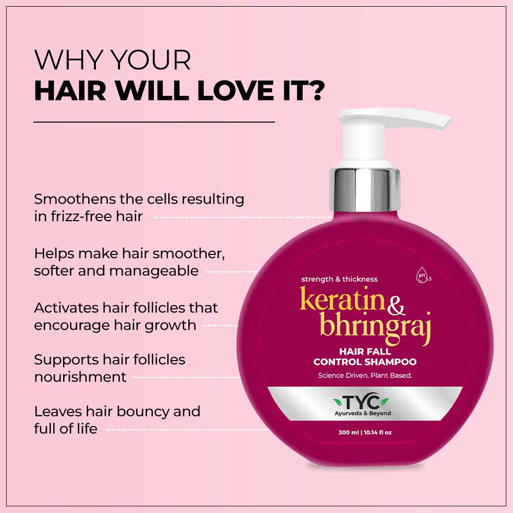 TYC Hair Fall Control Shampoo - Keratin + Bhringraj