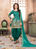 Anaita Teal Embroidered Tapeta Silk Salwar Suit