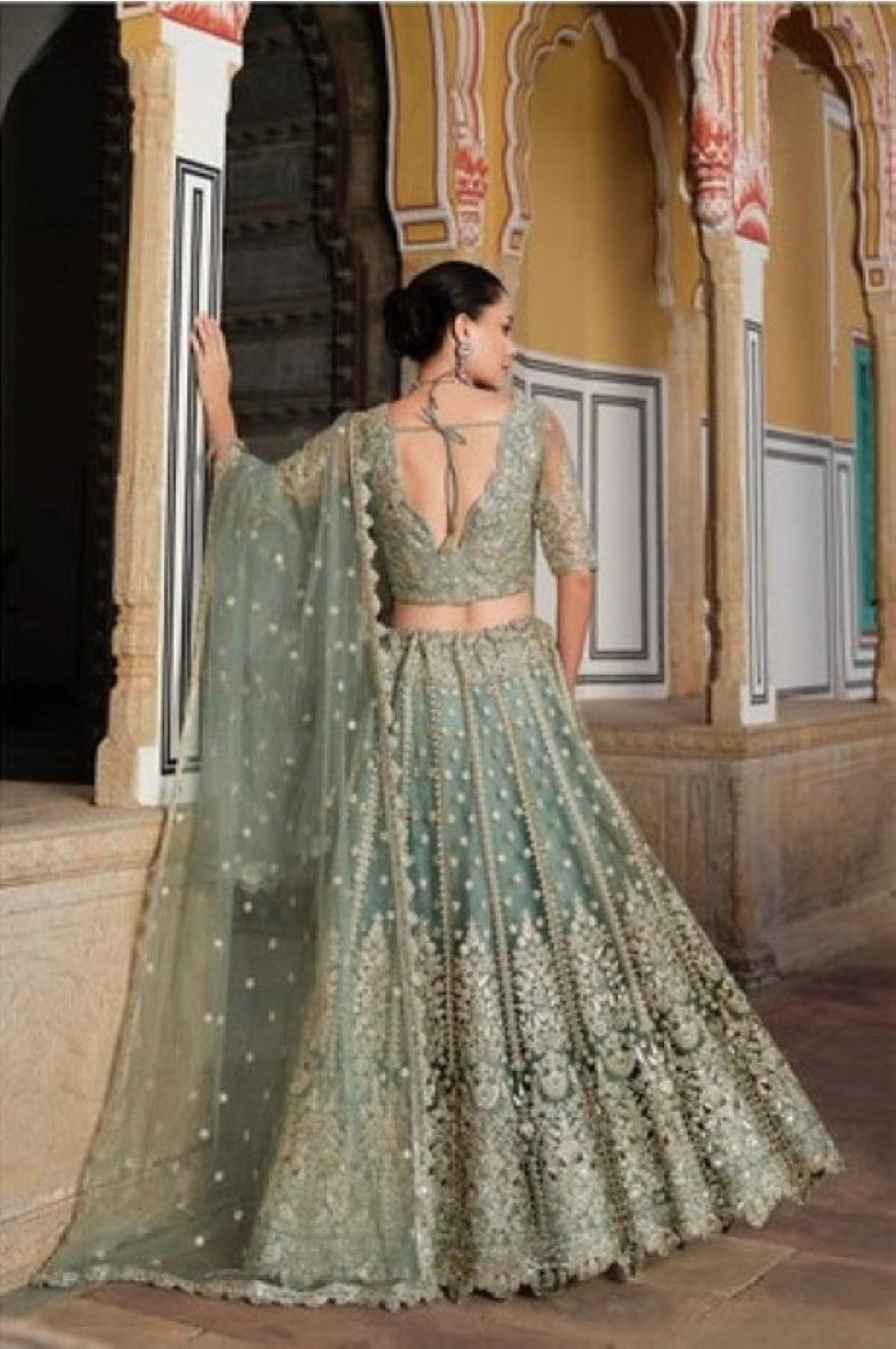 Anaita Green Net Lehenga Choli With Stone Embroidery Work