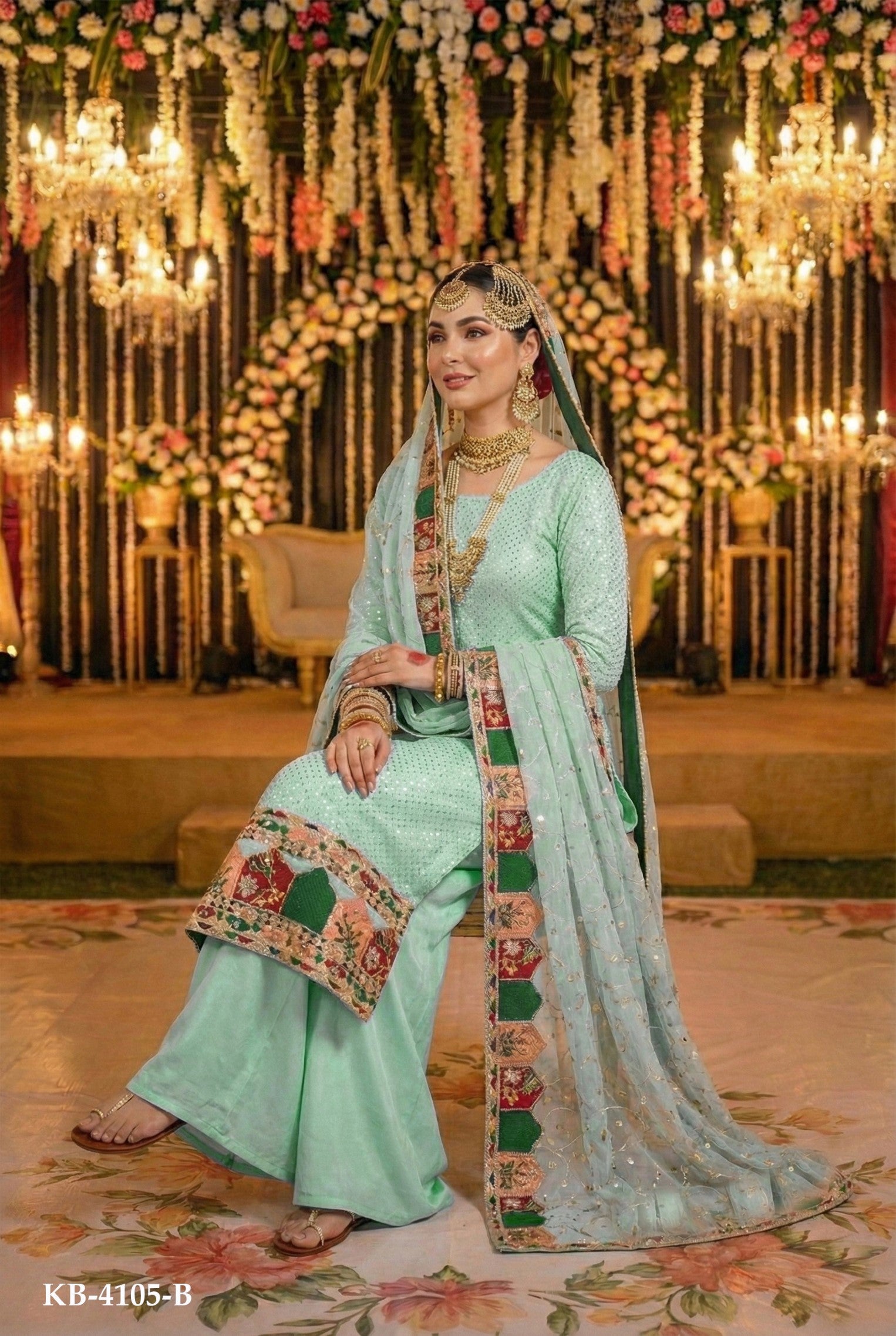 Anaita Sky Blue Georgette Stitched Suit With Embroidery & Sequence Work