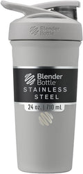BlenderBottle Sport Insulated Stainless Steel Shaker Bottle with Wire Whisk, 24-Ounce, Grey – Protein Shakes & Hydration for Athletes & Fitness Enthusiasts, Easy Mixing, Keeps Drinks Cold, Lockable Lid