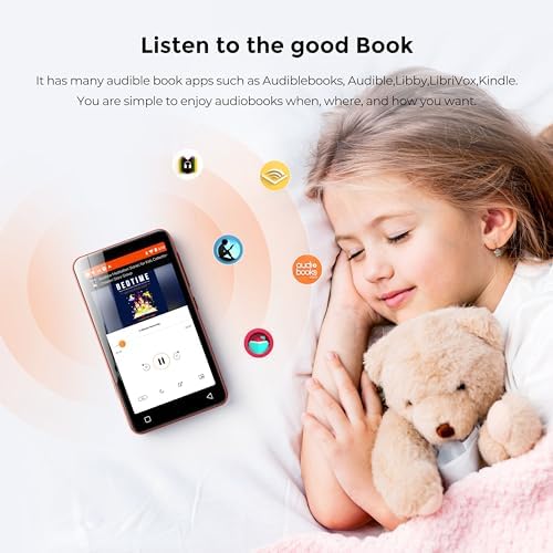 innioasis 160GB MP3 Player with Bluetooth and WiFi, Android Music Player with Spotify,Amazon Music,Pandora,4" Full Touch Screen MP3 Player with Audible,Libby,Audiobooks (Black_Red)