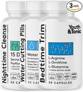 Youth & Tonic Sculpt Lean Cleanse – Feel Lighter & More Toned, Water Weight & Bloating Relief, Detox & Fluid Loss Support – Bedtime Trim, 15 Day Colon Cleanser, 90 Pills for Metabolism & Defined Body