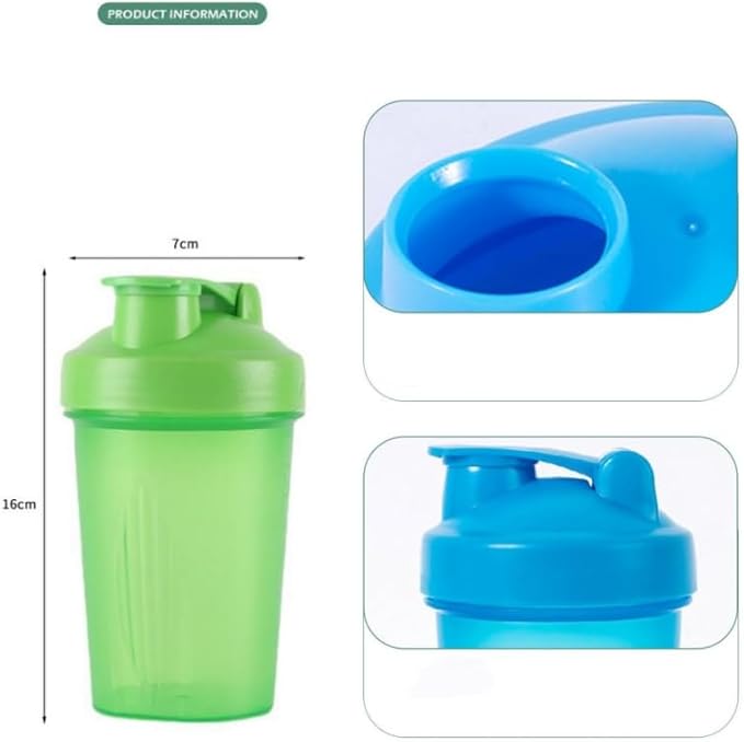 CHNLML Protein Shaker Bottle 400ML/16Oz w. Shaker Ball for Protein Shake, Shaker Bottle with Mixing Ball, Leak-Proof, BPA-Free, for Gym, Workout, Juice Mixer (Black/Black Body, 16Oz-400ML-1Bottle)