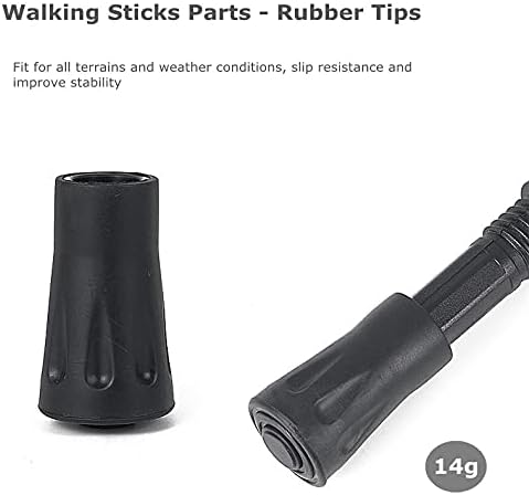 Walking Stick Tips Rubber 4pcs Trekking Pole Tips Replacement- Rubber Feet for Hiking Poles, Walking Sticks, Trekking Poles | Rubber Tip for Walking Sticks Hiking Trekking Poles Boot Tips Rubber Feet