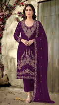 Anaita Maroon Velvet Suit With Embroidery Codding Work