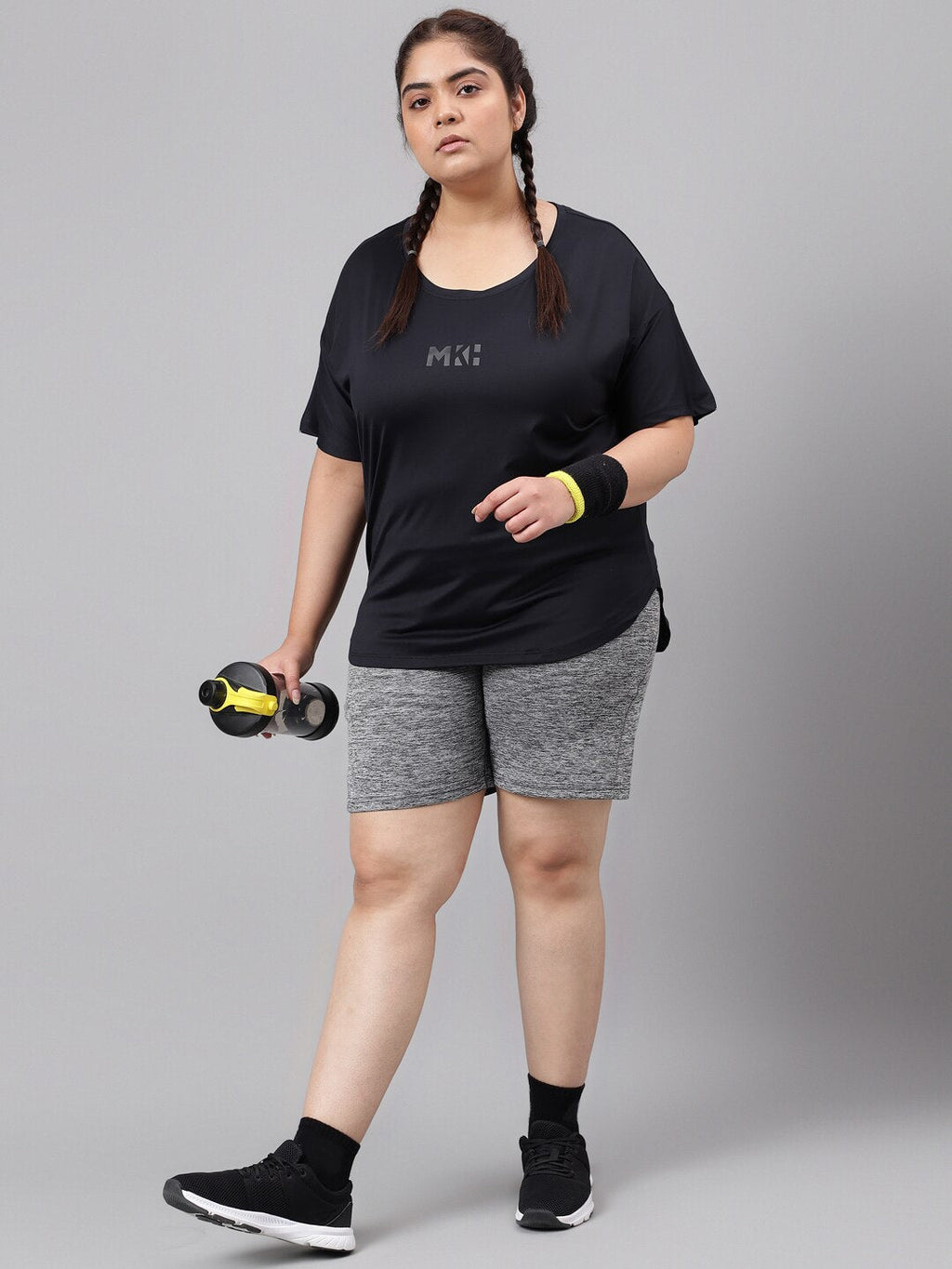 MKH Plus Size Drop Shoulder Sleeves Relaxed Fit Dri-FIT Sports T-shirt