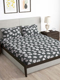 Story@home Arena Grey & White Floral Printed 180 TC Bedsheet & Pillow Covers