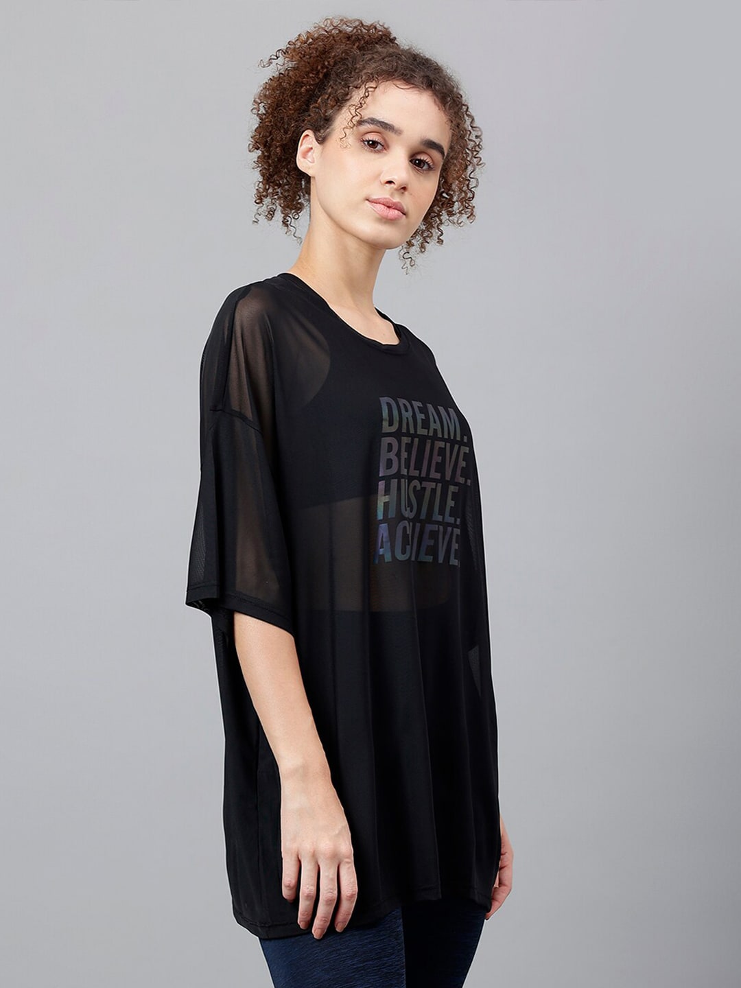 MKH Dri-FIT Typography Printed Drop Shoulder Sleeves Relaxed Fit Sports T-shirt
